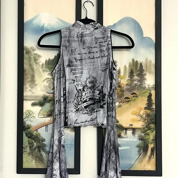 Dolls Kill / Widow Grey Shoulder Long Sleeve Top - Picture 2 of 6